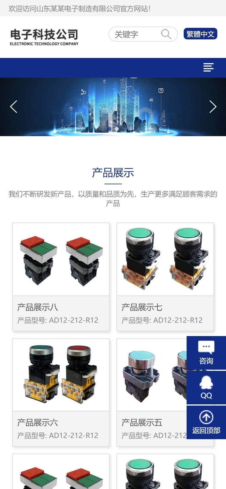 电子电器设备制造企业官网建设方案
